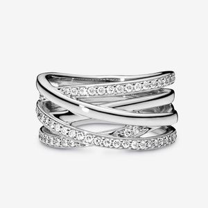 Authentic Pandora Sparkling & Polished Lines Ring